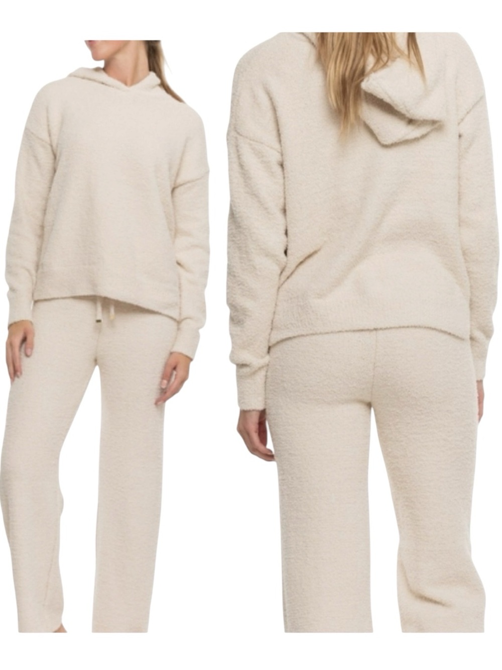 NWT SET! Cupcakes & Cashmere Cozy Hoodie & Wide Leg Pants Lounge Set Cream Small